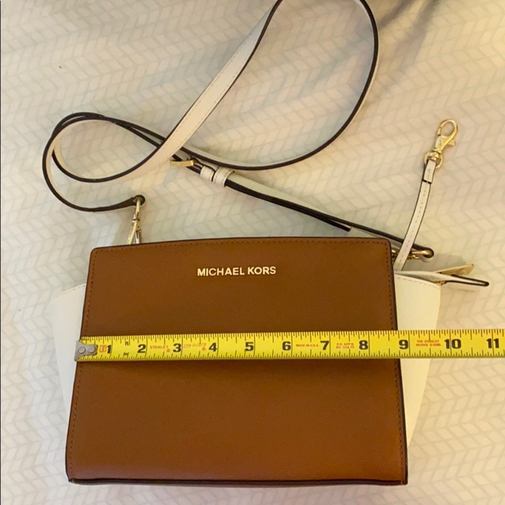 Mini Michael Kors Selma Satchel - white/ tan